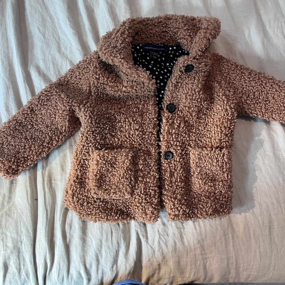 French Connection Toddler Girls 2T Brown Sherpa Teddy Coat Jacket